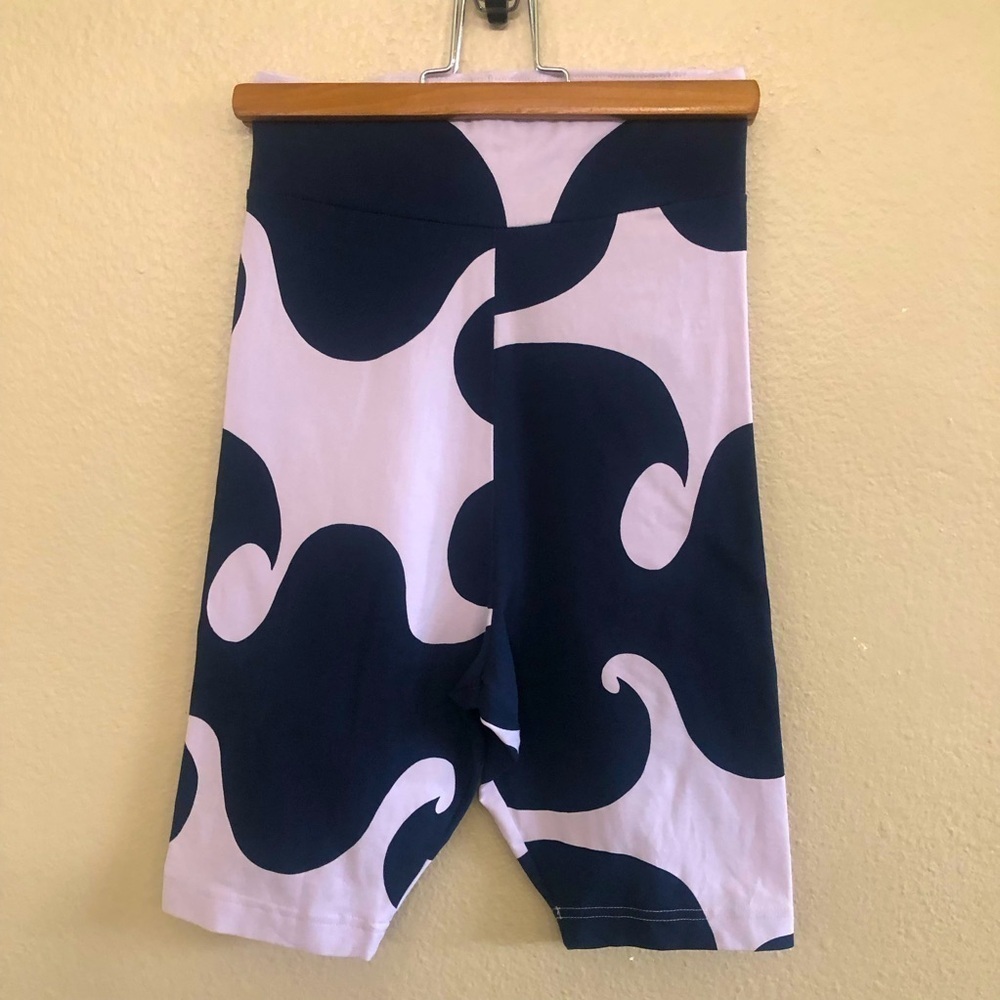 Adidas X Marimako Graphic Bold Print High Rise Rib Knee Shorts Size XS